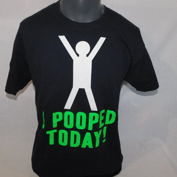 I POOPED TODAY Excited Stick Figure Black Graphic T Shirt Mens L - Picture 5 of 5